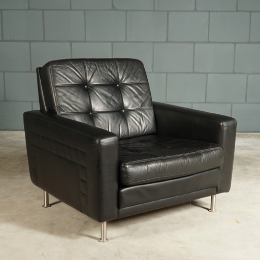 Fauteuil en cuir vintage - noir - années 1970