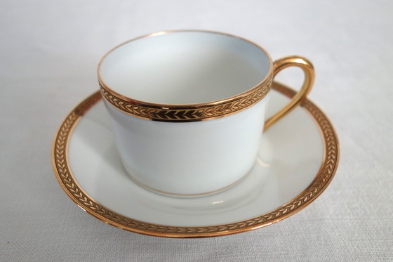 Image 1 of 6 tazas y platillos de Limoges, obra de Robert Haviland, mediados del siglo XX.