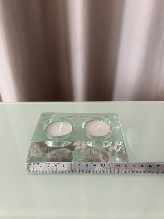 Portacandele doppio in vetro spesso vintage – Vetro trasparente scultoreo – Regali, Glass (photo 4 of 9)