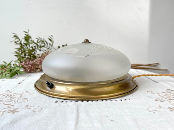 Lampada da Tavolo Vintage con Globo in Vetro Tagliato Antico – Illuminazione, Metal, Textile (photo 3 of 11)