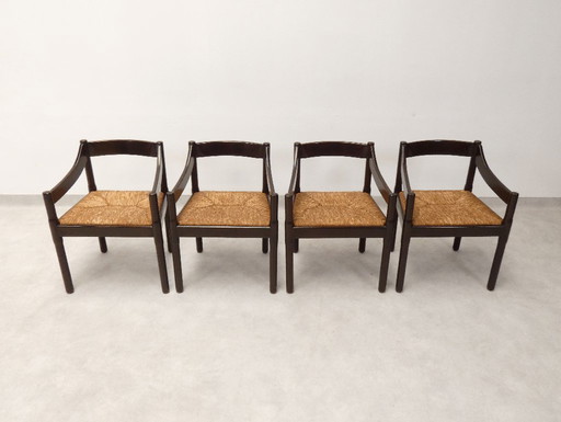 Cassina Carimate chairs - brown rattan – eetkamerstoelen, Wicker, Vintage (photo 2 of 29)