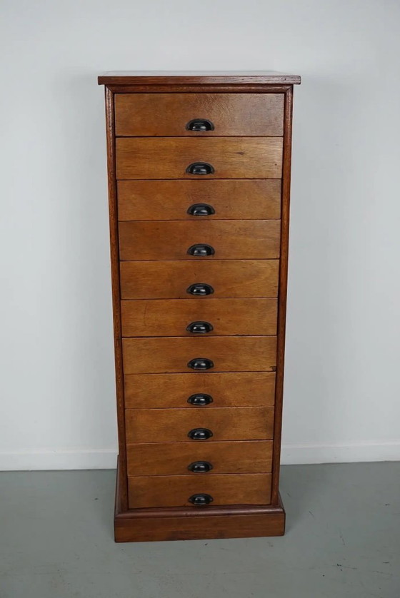 Image 1 of Armario de farmacia/archivador antiguo holandés de madera de álamo, años 50