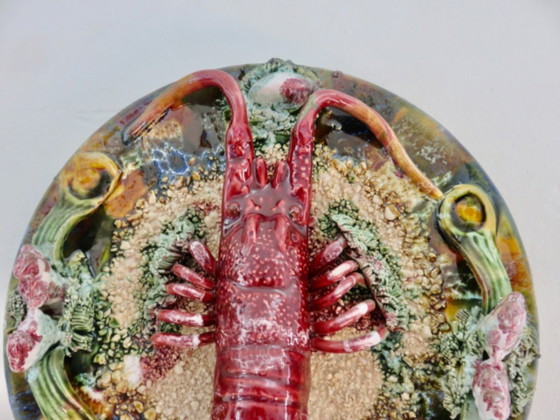 Image 1 of Antiek majolica "kreeft" wandbord, Caldas de Rainha, Palissy, jaren 30