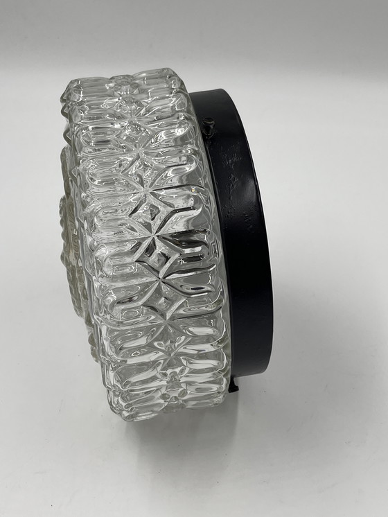 Image 1 of Round Glass Ceiling Light with Relief