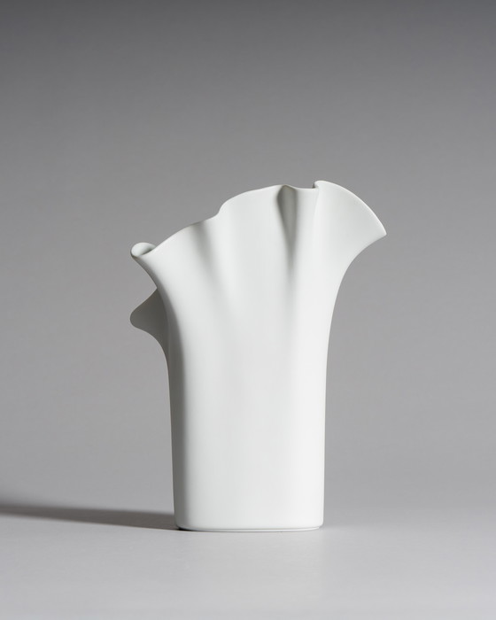 Image 1 of Rosenthal Duo: Sculptural White Porcelain Icons by Lino Sabattini candleholder & Claus Josef Riedel Tulip Vase