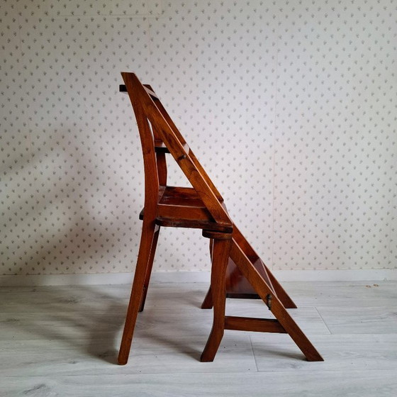 Image 1 of Silla de biblioteca de caoba - 'Silla metamórfica'