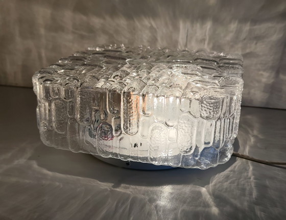 Plafonnier ou applique en verre moulé - design 70's, Transparent (photo 9 sur 10)