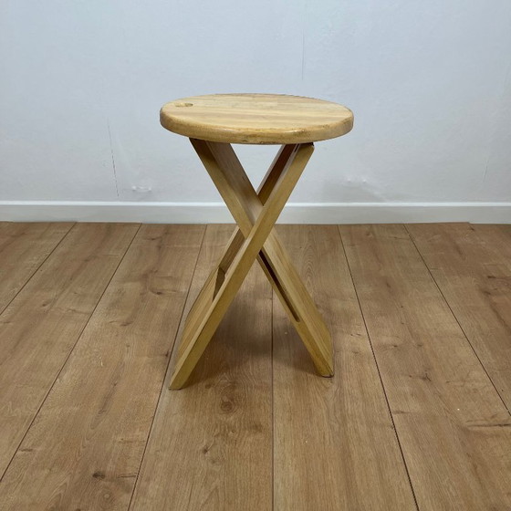 Image 1 of Klappbarer Buchenholzhocker von Roger Tallon für Sentou, 1970/80
