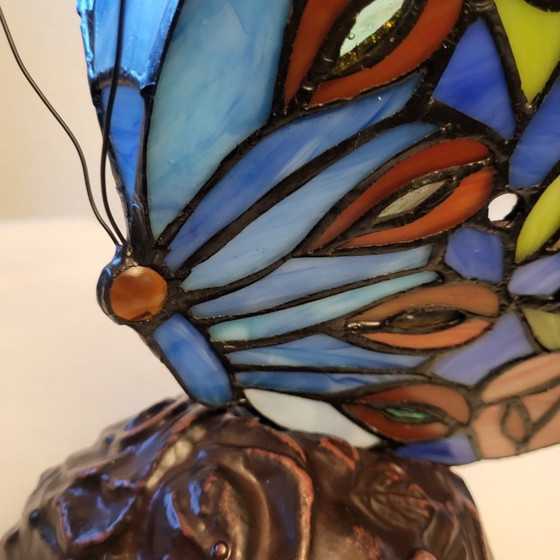 Vlinder glas-in-lood blauw en veelkleurige tafellamp, Tafellampen, Anders, Modern (foto 6 van 9)