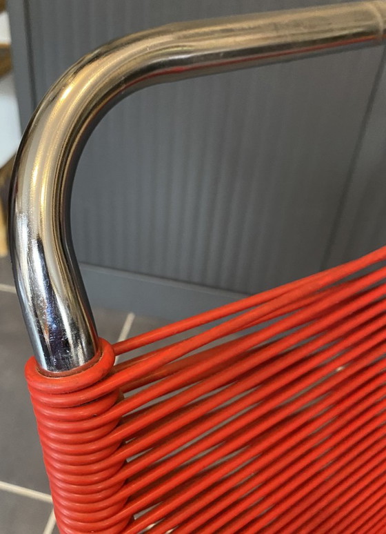 Vintage 1960 red chrome scoubidou or spaghetti chair – Dining chairs, Plastic (photo 11 of 20)