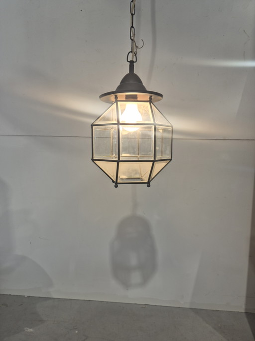 Amsterdam School Lantern with Cut Glass – hanglampen, Copper