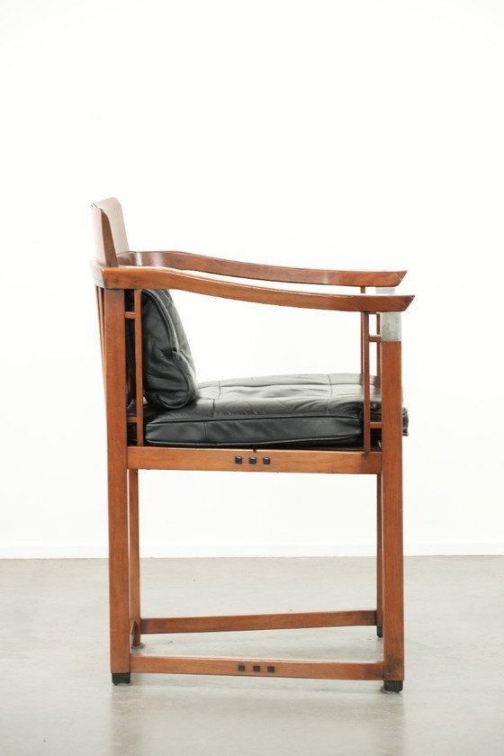 Image 1 of Black leather Schuitema Art Deco design dining/side/desk chair