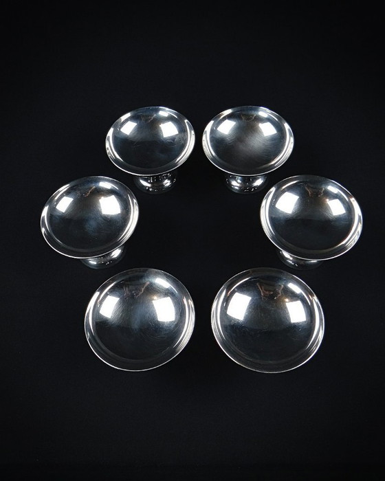 Image 1 of 6 vaschette per gelato su supporto in acciaio inox Servizio da dessert in acciaio inox