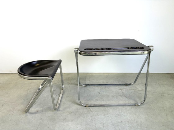 Platone folding table with stool by Giancarlo Piretti for Castelli, 1970s, Anonima Castelli, Desk, Metal (photo 3 of 15)