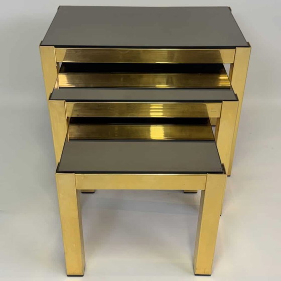 Ensemble de 3 tables gigognes par Belgo Chrom – Tables d'appoint, Hollywood Regency (photo 4 of 21)