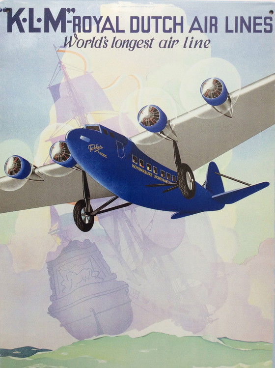 Image 1 of KLM Airlines: cartello in metallo con decorazione The Flying Dutchman