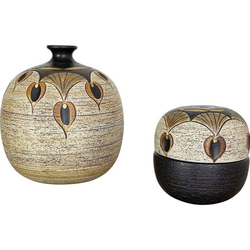 Paar vintage keramische bwols van Peter Müller voor Sgrafo Modern, Duitsland 1970