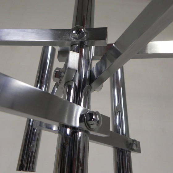 Chromed pendant lamp by Gaetano Sciolari for Boulanger, 70s, Metal, Silver, Vintage (photo 9 of 15)