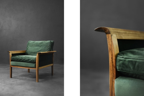 Image 1 of Canapé et Chaise Vintage en Palissandre et Velours Vert Bouteille par Knut Sæter pour Vatne Møbler, Norvège, 1960s, Set de 2