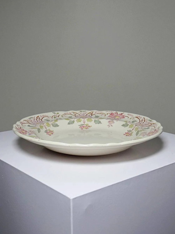 Antike Longchamp Servierschale mit polychromen Gänseblümchen, Eisenstein, 19. Jahrhundert. – Geschirr (photo 5 of 16)
