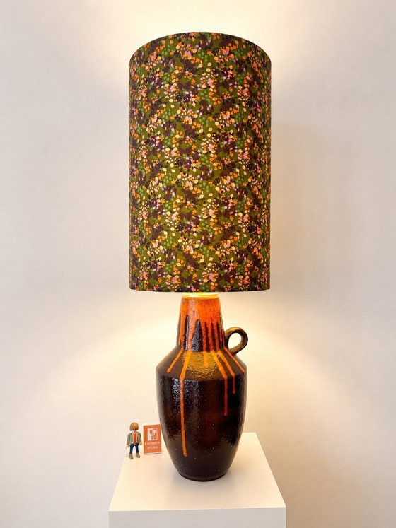 Image 1 of Impressive Scheurich floor lamp with luminous Fat Lava glaze