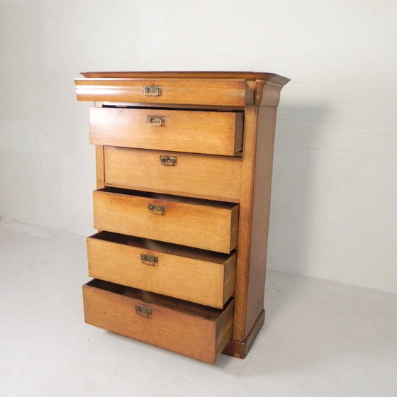 Image 1 of Ladekast Met 5 Laden en 1 Klep, Chiffoniere, Eind 19e Eeuw