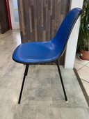 DSX chair, blue fiberglass, vinyl upholstery, Eames Herman Miller vintage 70s