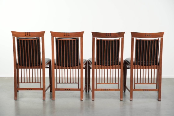 4x elegant black cowhide leather and wood Art Deco dining chair by Schuitema from the Decoforma series (photo 4 of 17)