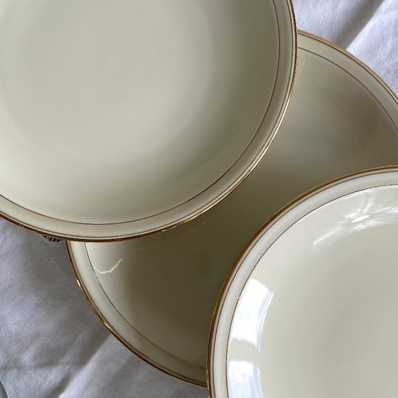 Image 1 of 6 antike Dessertteller aus Limoges-Porzellan, ehemals aus der königlichen Manufaktur