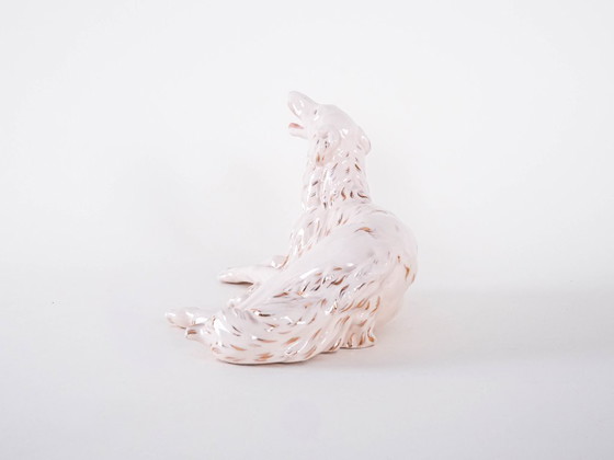 Image 1 of Porseleinen beeldje van een Borzoi-hond, jaren 60, gemaakt in Europa.