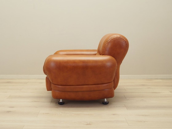 Image 1 of Fauteuil en cuir, design italien, années 1970, production : Italie