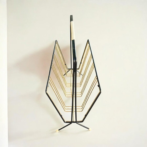 Image 1 of Filigree Mid - Century brass magazine rack 1950-1960s