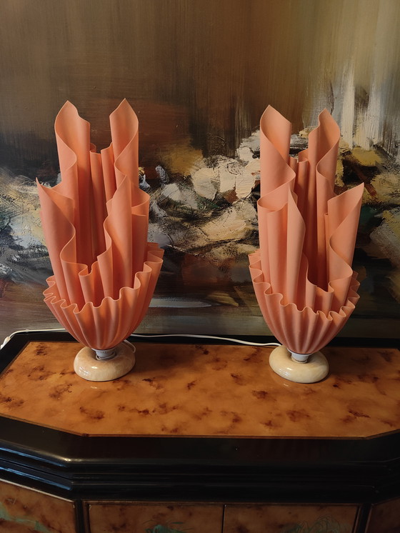 Image 1 of  2 Zakdoeklampen, Georgia Jacob design ATHENA, jaren 70, abrikoos