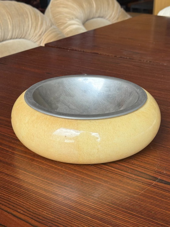 Image 1 of Set di due ciotole Aldo Tura in pelle di capra e ottone