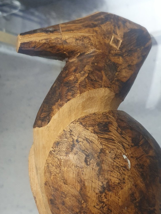 Image 1 of Brutalist wooden sculpture of a bird – hand-carved – mid-century vintage – 22 cm