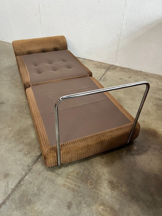 Image 1 of Vintage Fauteuil, Daybed/uitklapbed, Bruin Corduroy, 1970