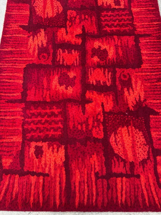 Alfombra Space Age años 60/70, Lana, Rojo (foto 11 de 15)