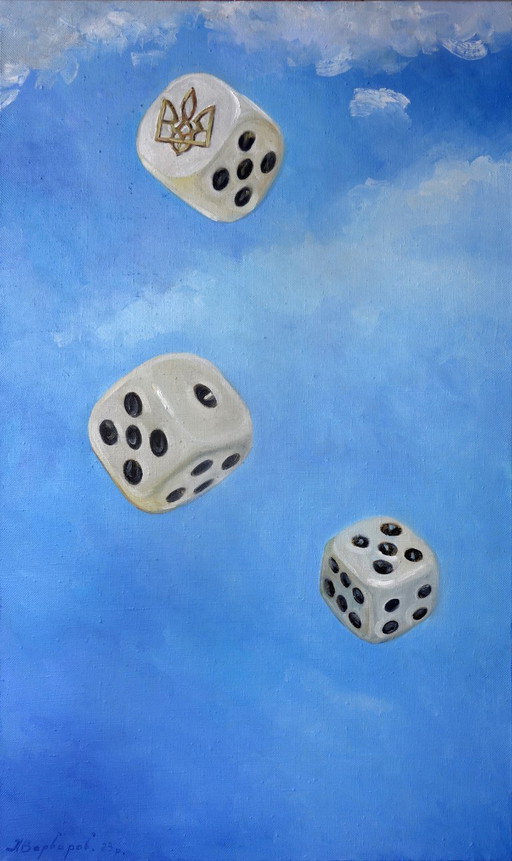 Peinture à l'Huile Originale Art Contemporain Symbolisme Dés Ciel