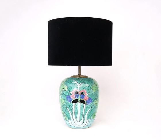 Image 1 of Lampada da tavolo vintage cinese Famille vert con farfalla