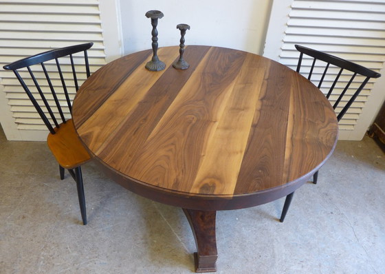 Image 1 of tavolo da pranzo antico rotondo in mogano stile impero