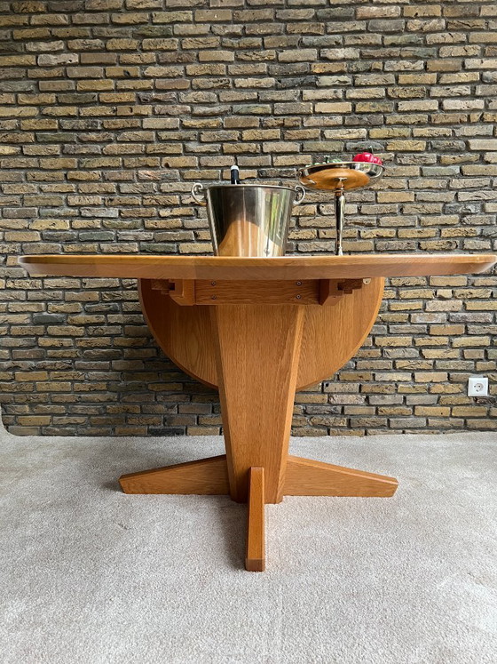 Image 1 of Danish oak dining table - Vintage Scandinavian design - drop-leaf