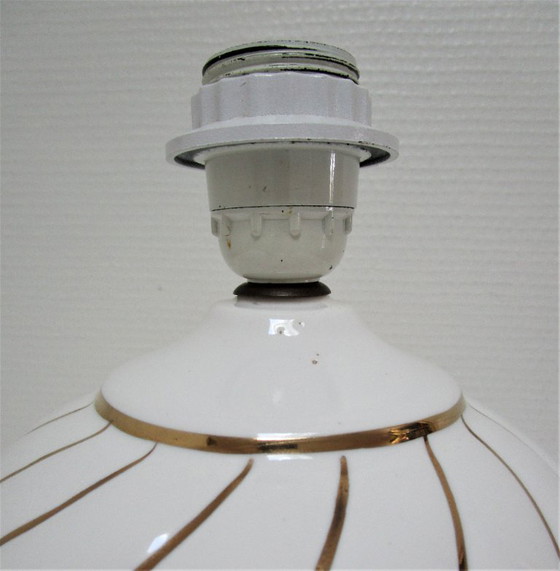 Image 1 of white and gold ceramic lamp by DLG Tommaso Barbie