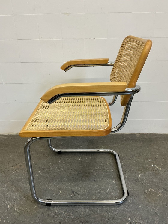 1 x Vintage Cesca stoel, Eetkamerstoelen, Chroom, Hout, Zilver (foto 2 van 15)