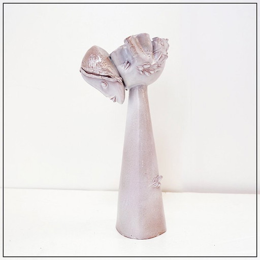 Ceramic Sculpture Female Face Flower Vase Decoration
