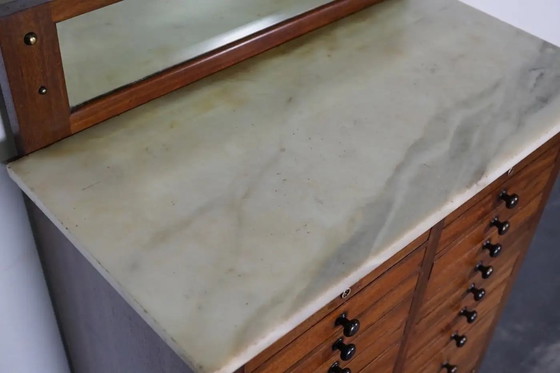 Image 1 of Antico mobiletto da dentista in mogano e marmo, Amsterdam, ca. 1920