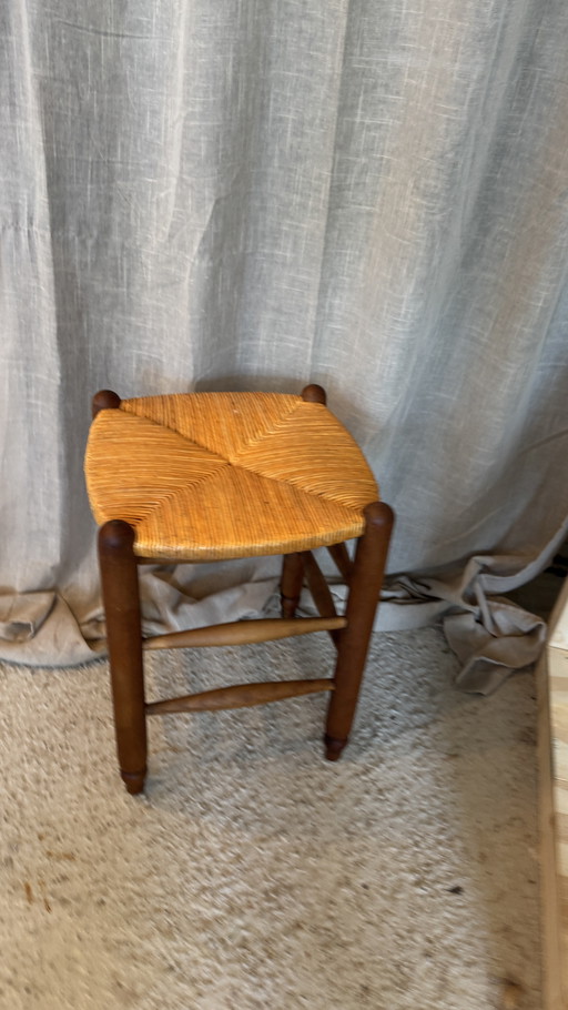 Tabouret vintage en osier, comme neuf