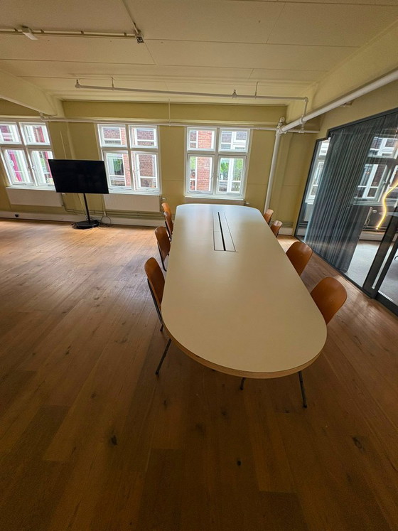 Large Oval White Conference Table with Cable Tray – Dining tables, Wood, lamine (photo 4 of 5)
