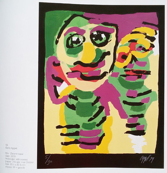 Image 1 of Karel Appel - Borde negro, serigrafía (bellamente enmarcada)