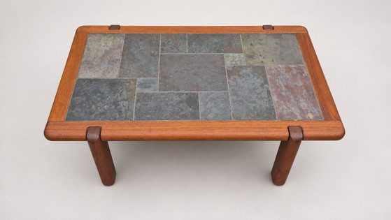 Vintage Danish Style Teak Coffee Table With Slate Tile Top – 1970s – Wood (photo 4 of 6)
