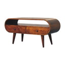 TV cabinet in solid mango wood with chestnut finish